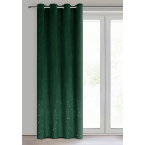 Sametový závěs 140x250 cm tmavě zelený na kovové kroužky ARIADNA