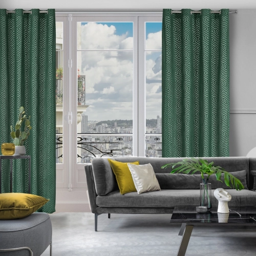 Záves 140x250 cm zamatový tmavozelený na kovové krúžky INGA Pierre Cardin