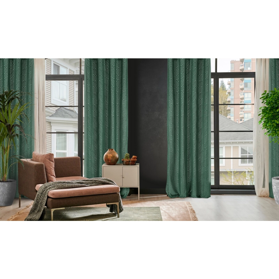 Záves 140x250 cm zamatový tmavozelený na kovové krúžky INGA Pierre Cardin