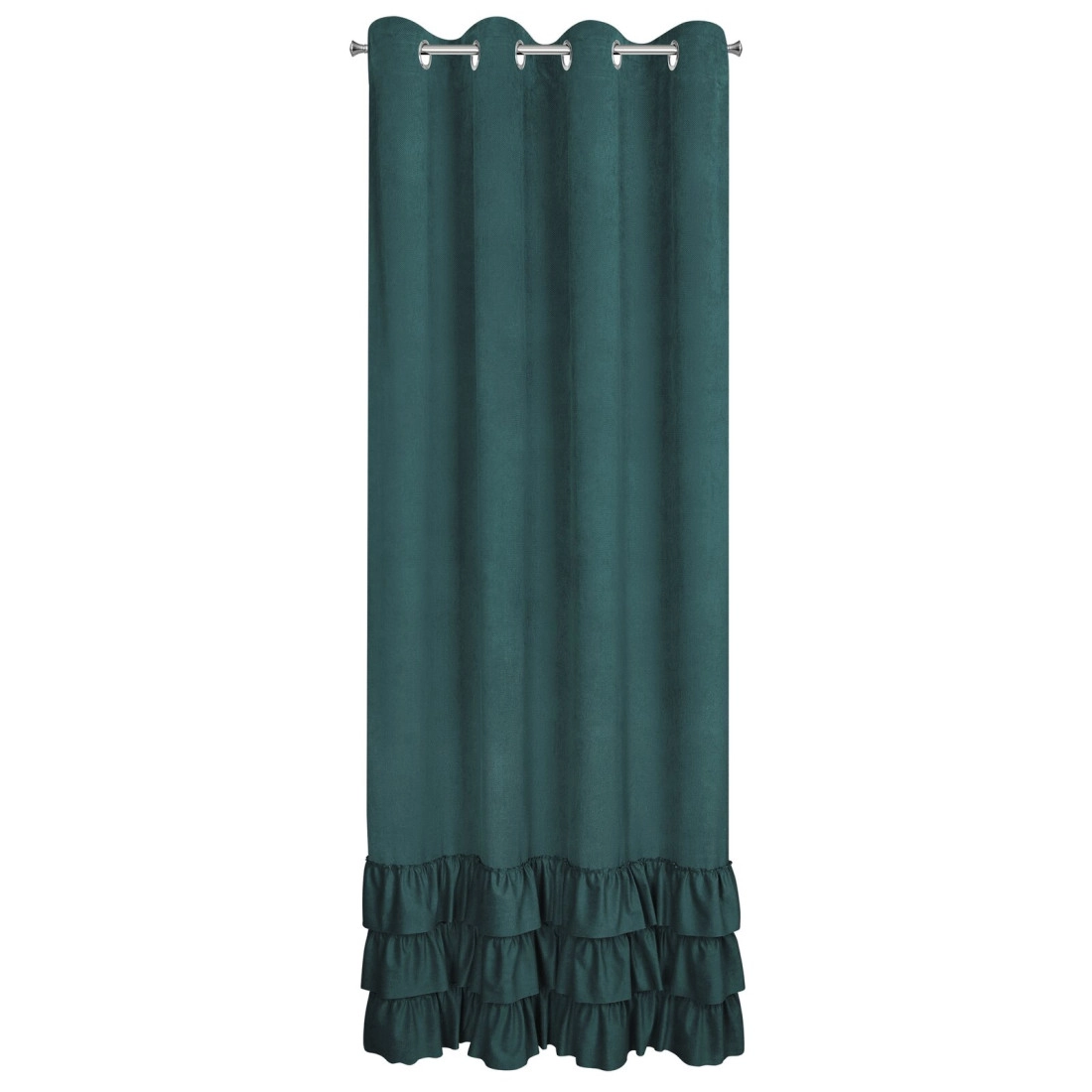 Sametový závěs 140x250 cm tmavě zelený na kovových kroužcích MEGI