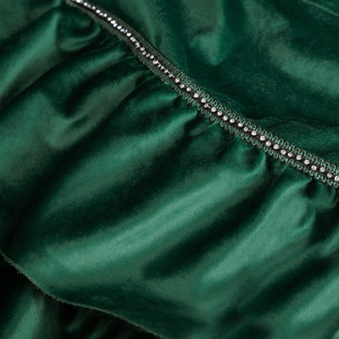 Závěs 140x250 cm sametový tmavě zelený na kovové kroužky SAMI