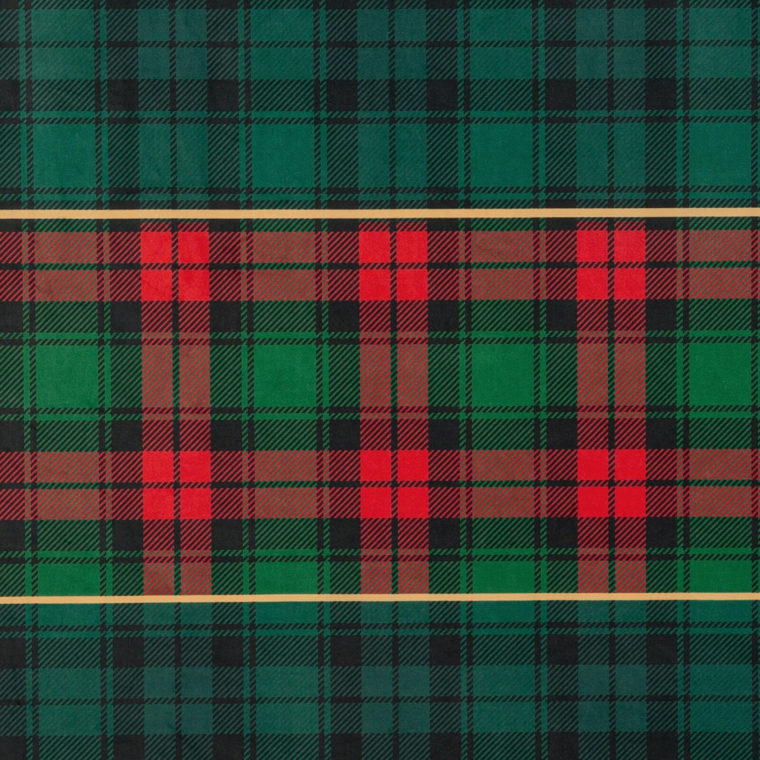 Sametový závěs 140x250 cm tmavě zelený s červenou kostkou na kovových kroužcích STAR