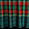Sametový závěs 140x250 cm tmavě zelený s červenou kostkou na kovových kroužcích STAR