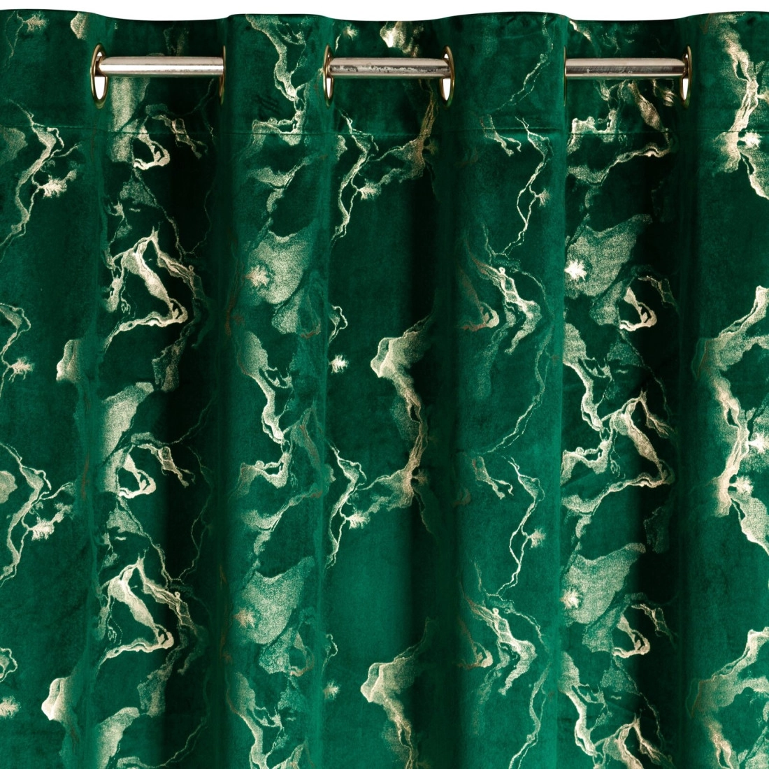 Závěs 140x250 cm sametový tmavě zelený šampaňský na kovové kroužky RAJA