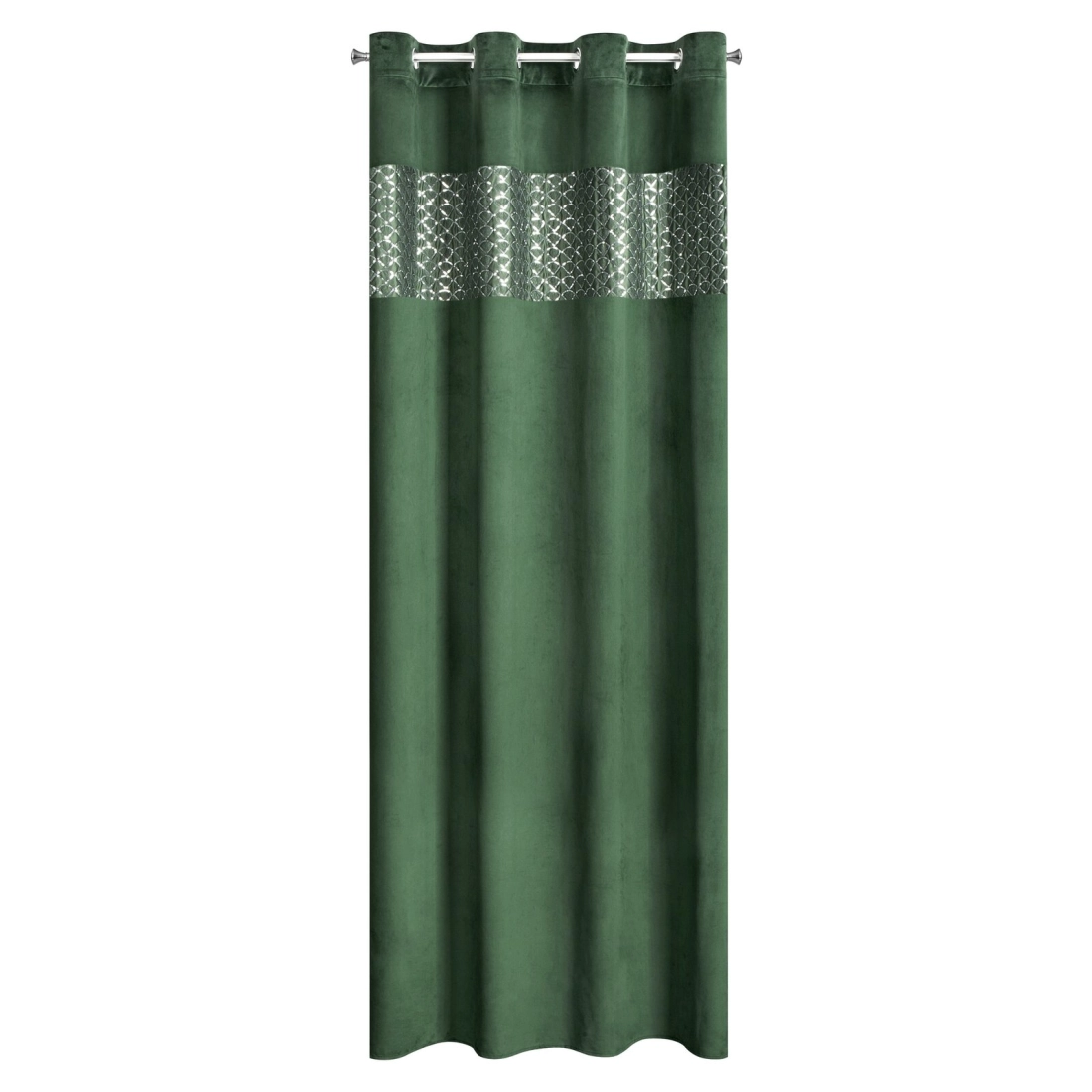 Záves 140x250 cm zamatový tmavozelený, strieborný na kovové krúžky MARGOT