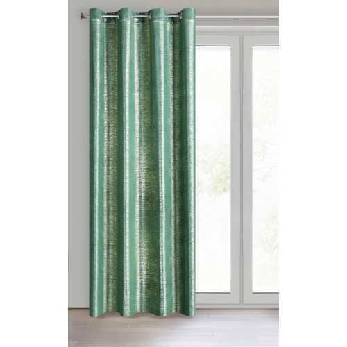 Záves 140x250 cm zamatový tmavozelený, zlatistý na kovové krúžky MABEL