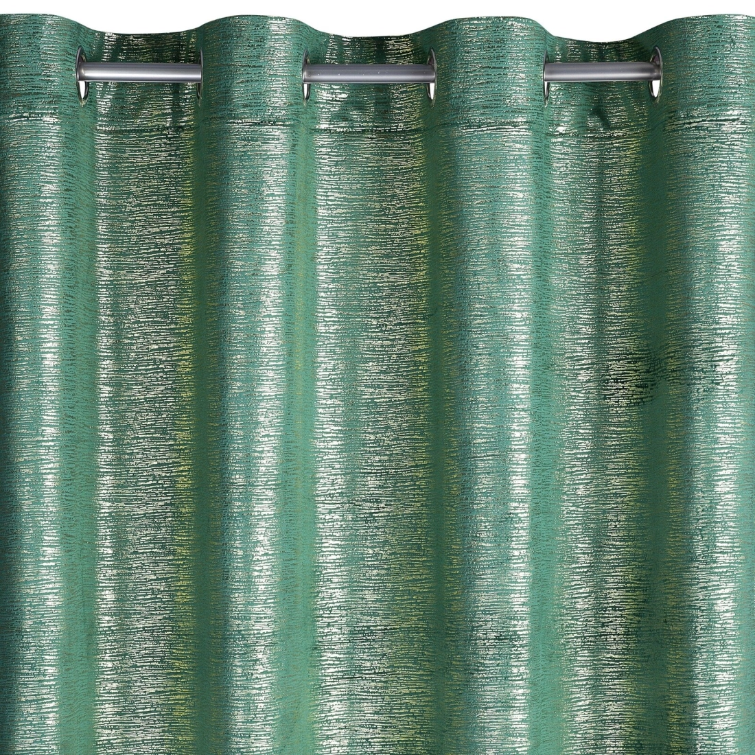 Záves 140x250 cm zamatový tmavozelený, zlatistý na kovové krúžky MABEL