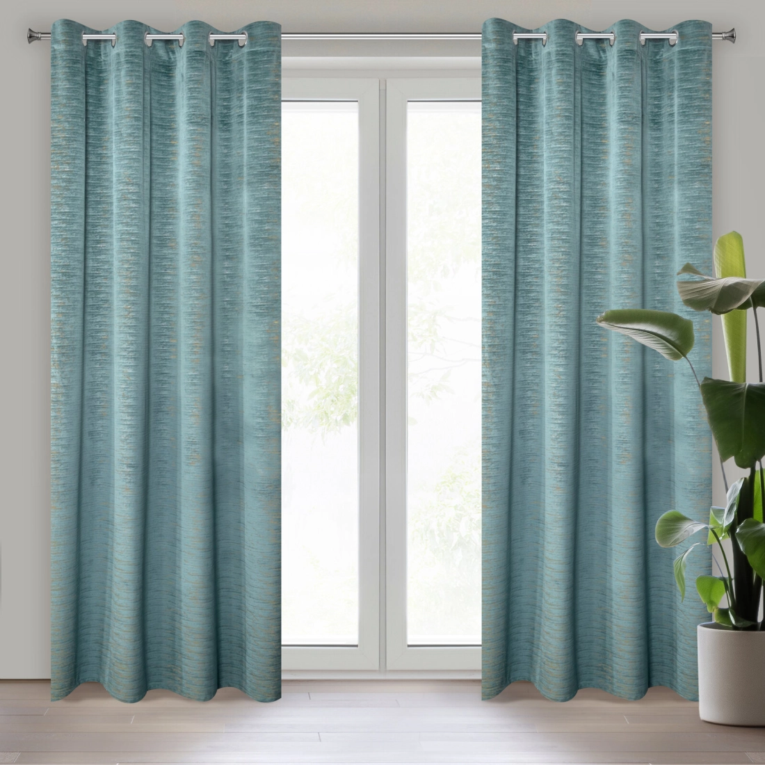 Záves 140x250 cm zamatový tyrkysový na kovové krúžky ALUVIA