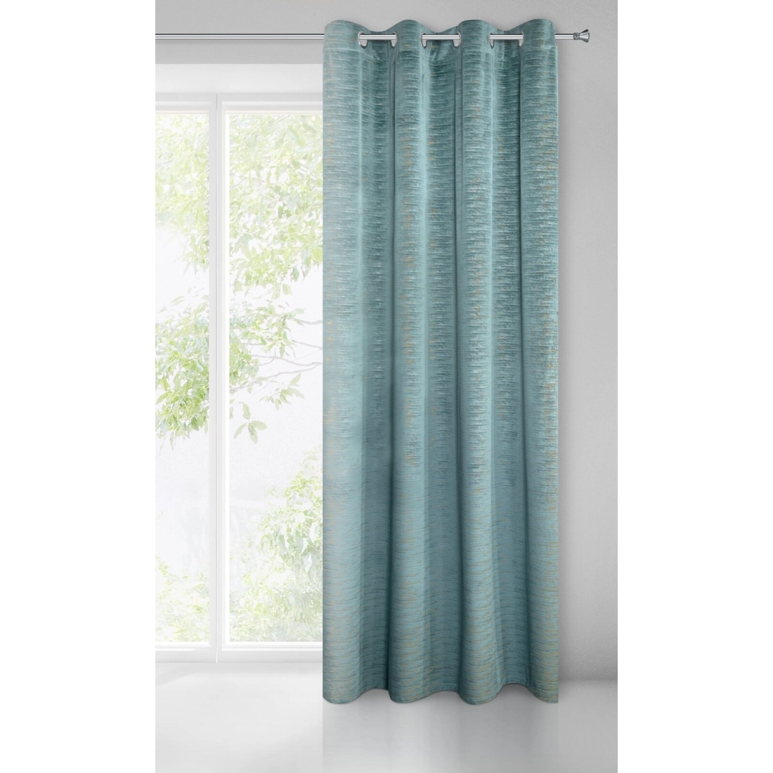 Záves 140x250 cm zamatový tyrkysový na kovové krúžky ALUVIA