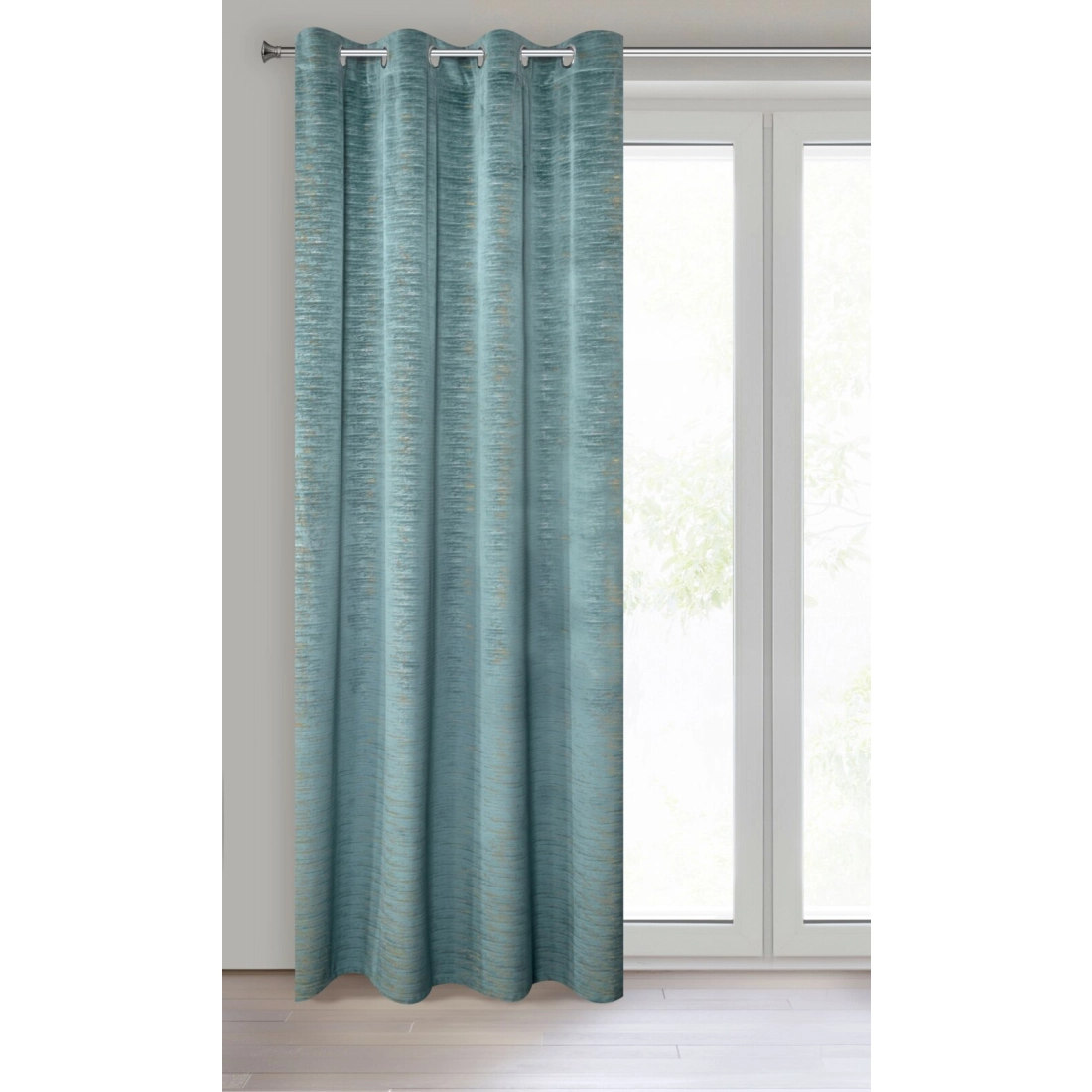 Záves 140x250 cm zamatový tyrkysový na kovové krúžky ALUVIA