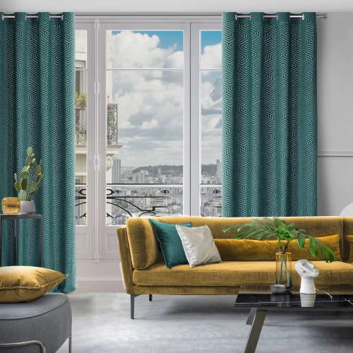 Záves 140x250 cm zamatový tyrkysový na kovové krúžky INGA - Pierre Cardin