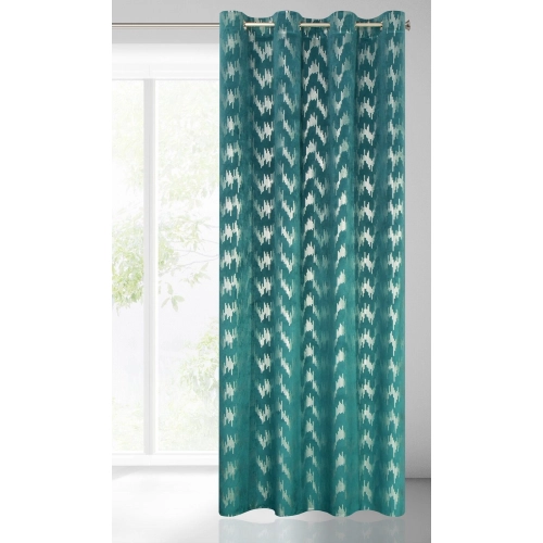 Záves 140x250 cm zamatový tyrkysový strieborný na kovové krúžky CHILL