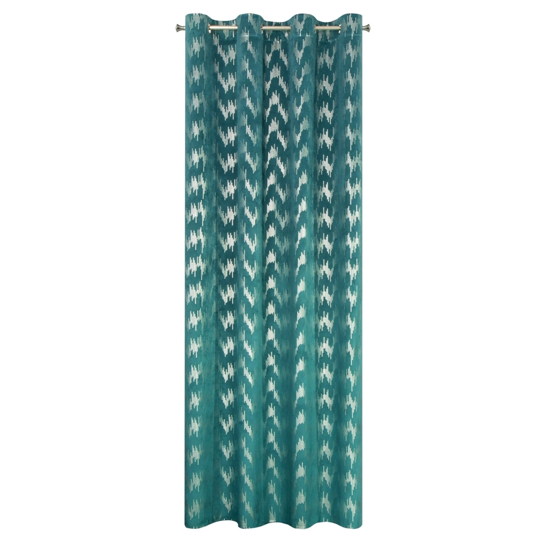 Záves 140x250 cm zamatový tyrkysový strieborný na kovové krúžky CHILL