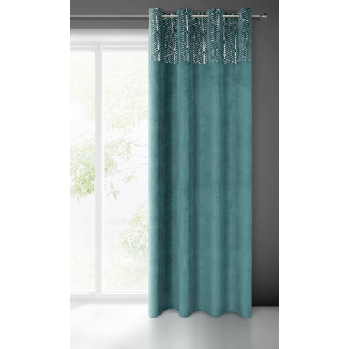 Záves 140x250 cm zamatový tyrkysový strieborný na kovové krúžky LINDI