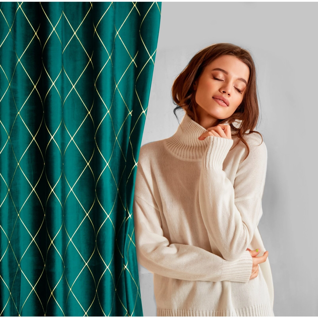 Záves 140x250 cm zamatový tyrkysový zlatý na kovové krúžky MARGO Pierre Cardin