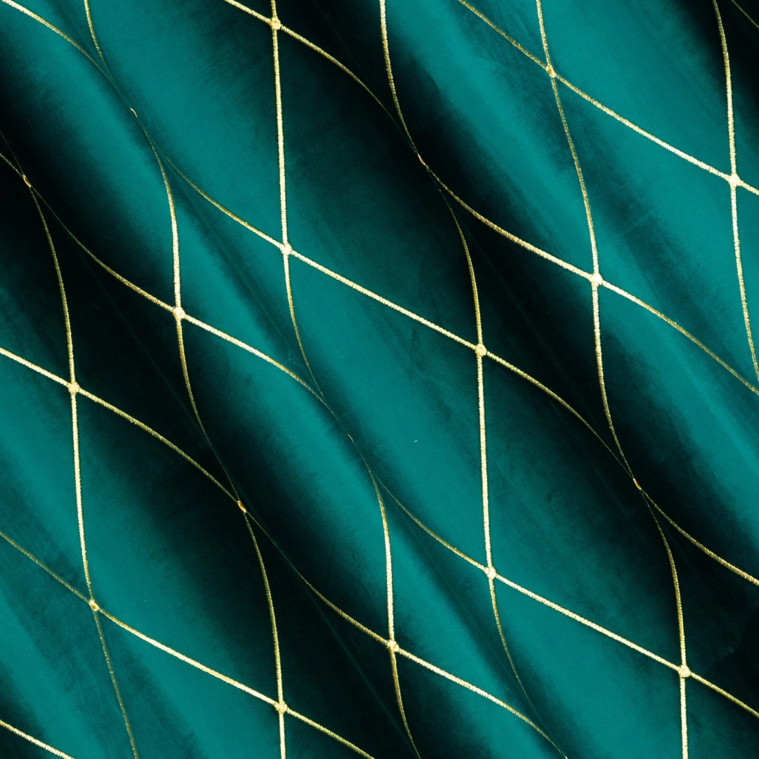 Záves 140x250 cm zamatový tyrkysový zlatý na kovové krúžky MARGO Pierre Cardin