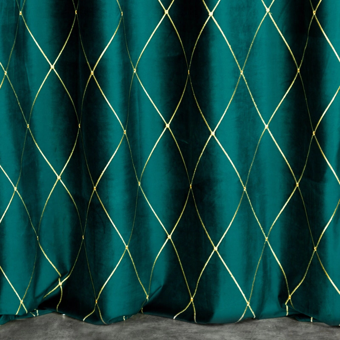 Záves 140x250 cm zamatový tyrkysový zlatý na kovové krúžky MARGO Pierre Cardin