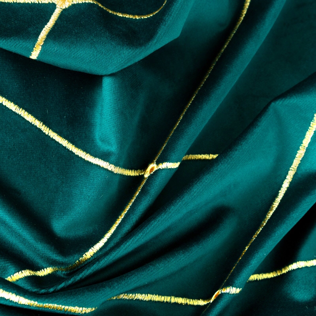 Záves 140x250 cm zamatový tyrkysový zlatý na kovové krúžky MARGO Pierre Cardin