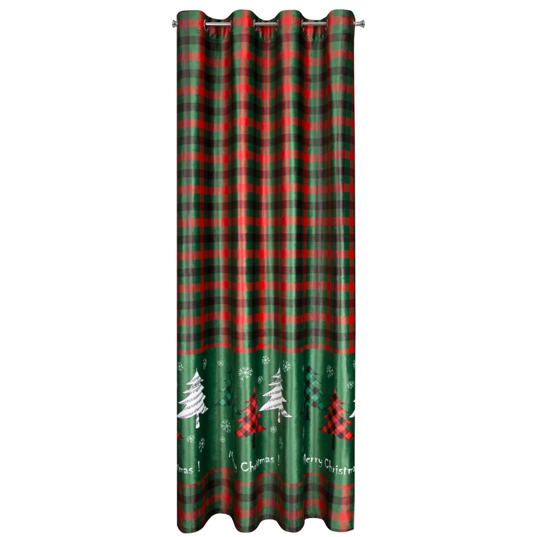 Záves 140x250 cm zamatový zelený červený na kovové krúžky FELIKS