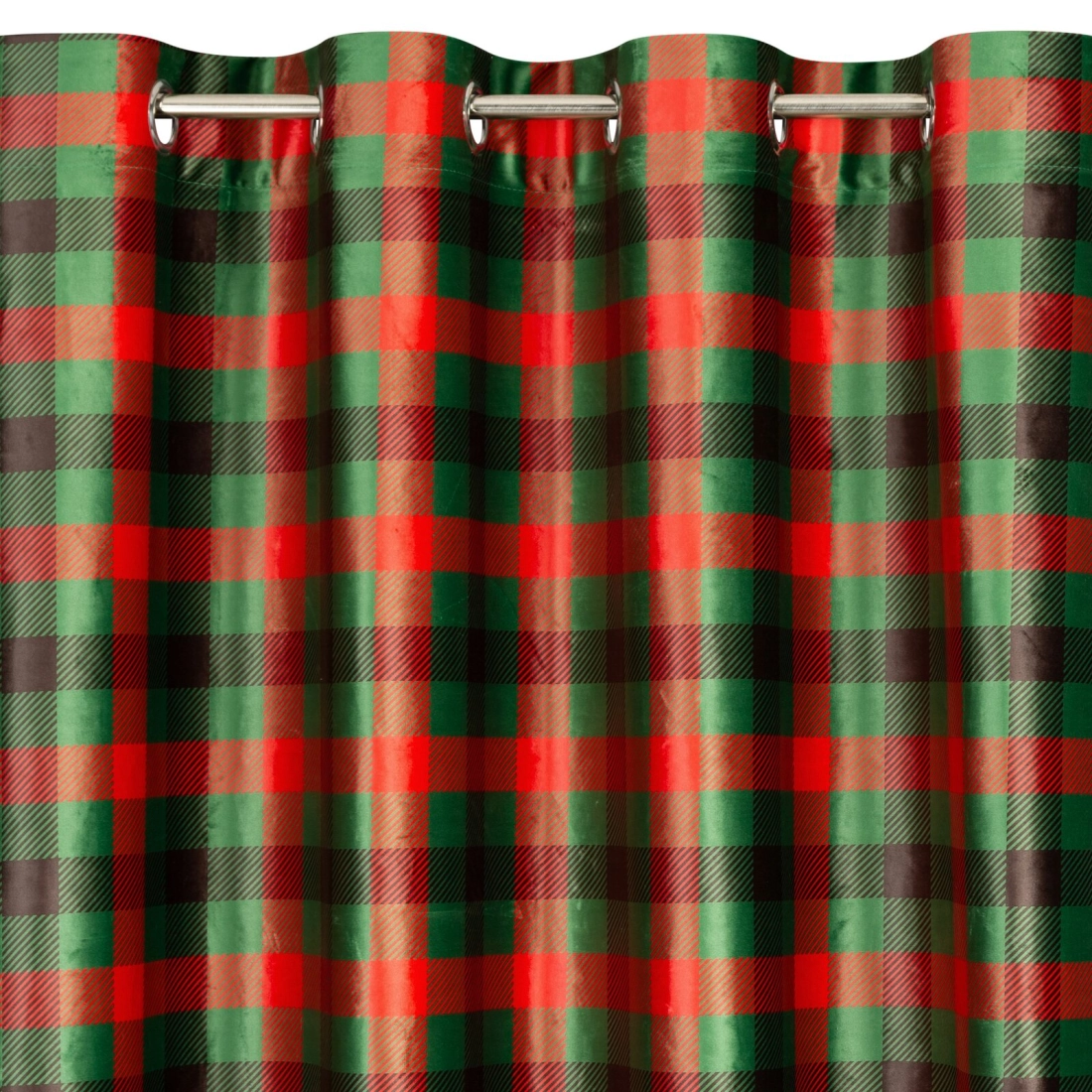 Záves 140x250 cm zamatový zelený červený na kovové krúžky FELIKS