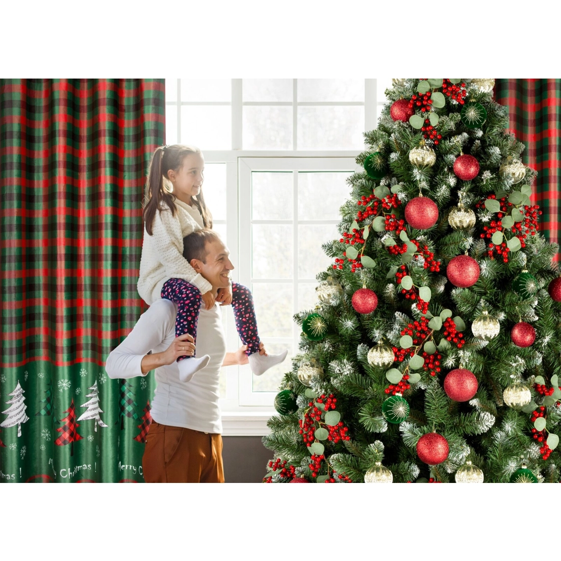 Záves 140x250 cm zamatový zelený červený na kovové krúžky FELIKS