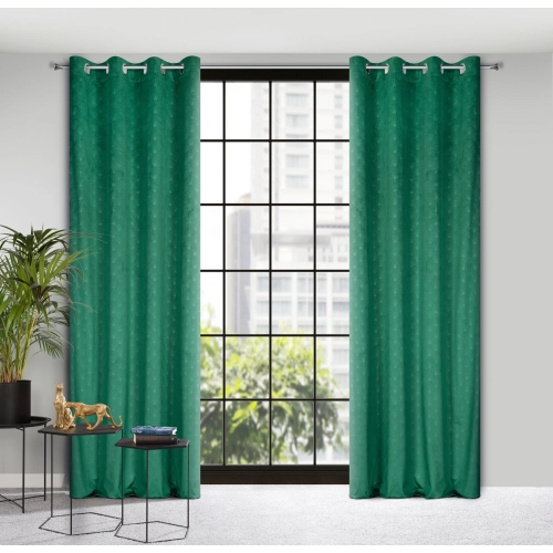 Záves 140x250 cm zamatový zelený na kovové krúžky JULIA