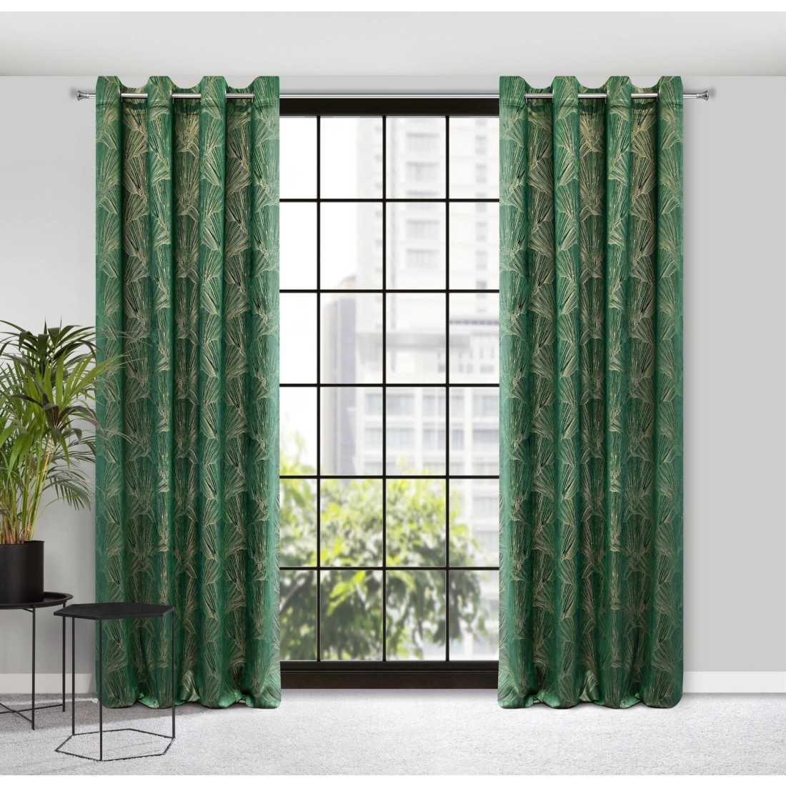 Záves 140x250 cm zamatový zelený, šampanský na kovové krúžky GOJA Pierre Cardin