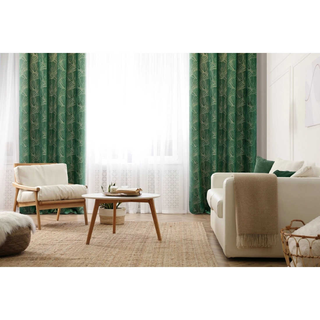 Záves 140x250 cm zamatový zelený, šampanský na kovové krúžky GOJA Pierre Cardin