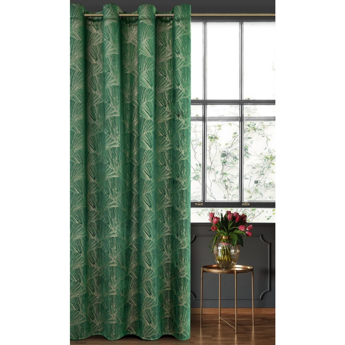 Záves 140x250 cm zamatový zelený, šampanský na kovové krúžky GOJA Pierre Cardin