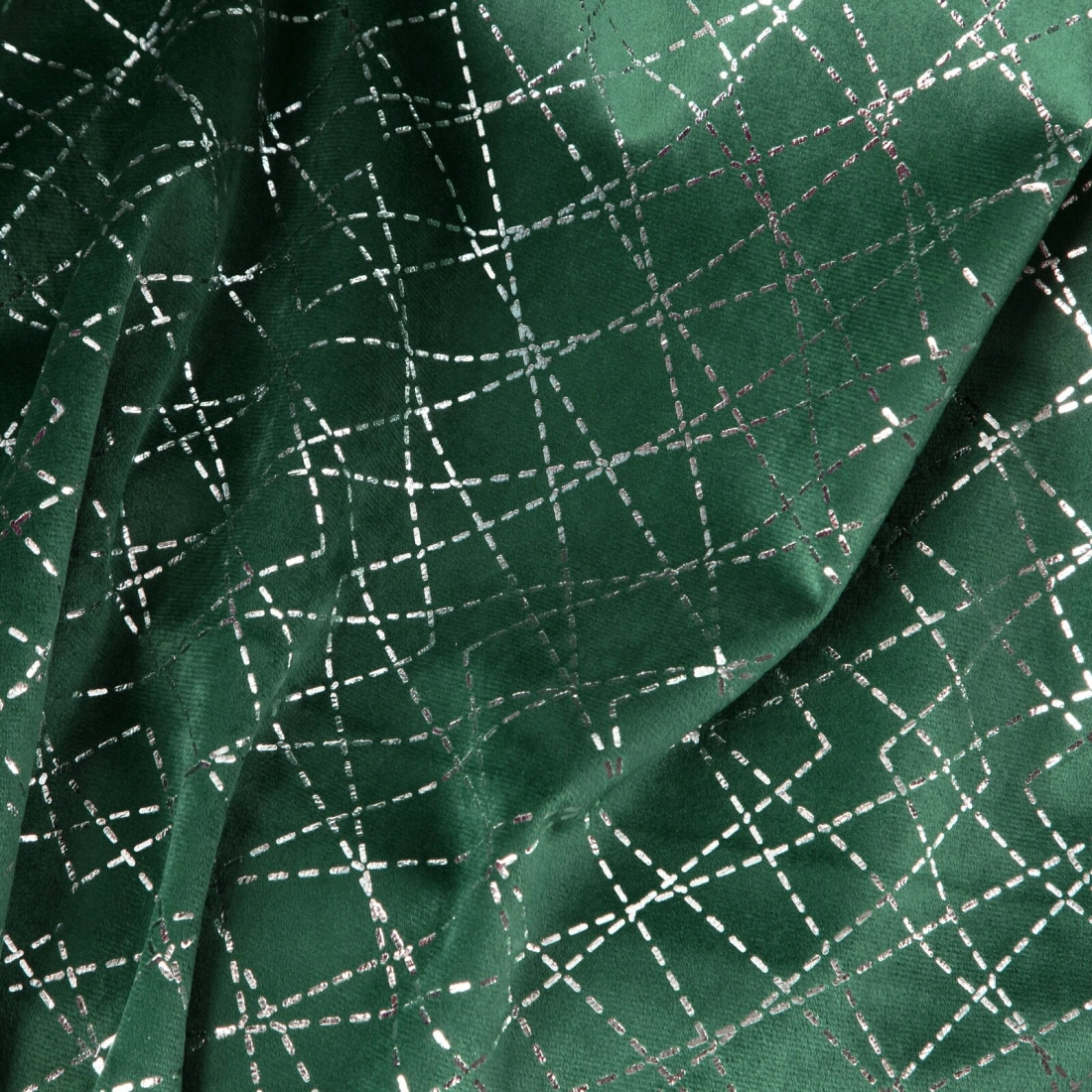 Záves 140x250 cm zamatový zelený strieborný na kovové krúžky MOLY Design 91