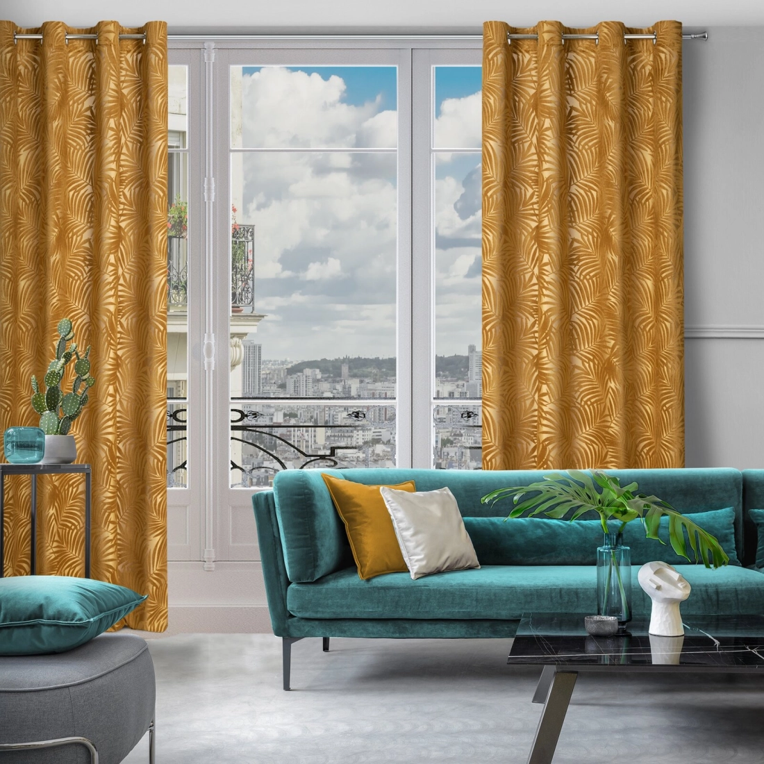 Záves 140x250 cm zamatový zlatistý na kovové krúžky LIVIA