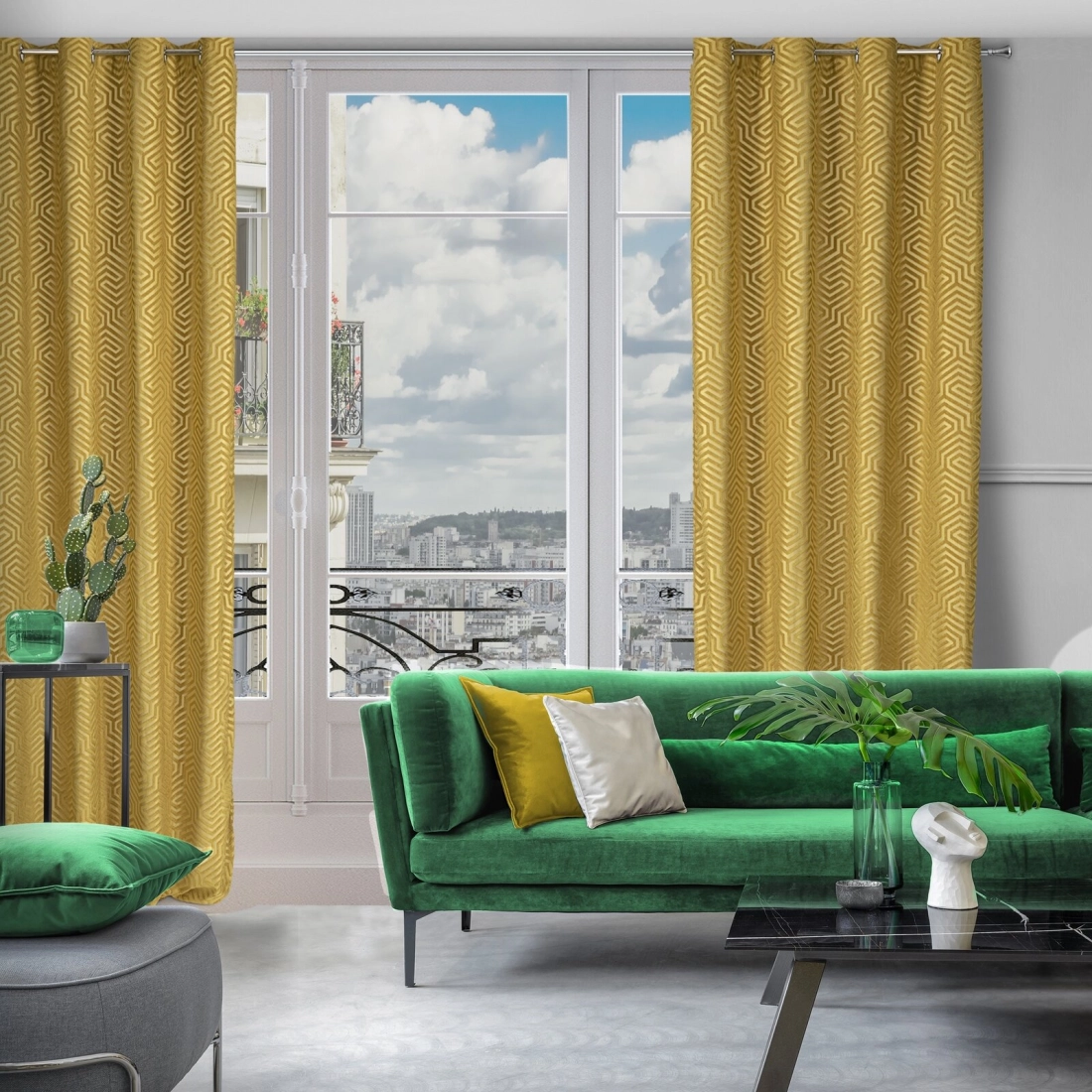 Záves 140x250 cm zamatový zlatý na kovové krúžky INGA Pierre Cardin