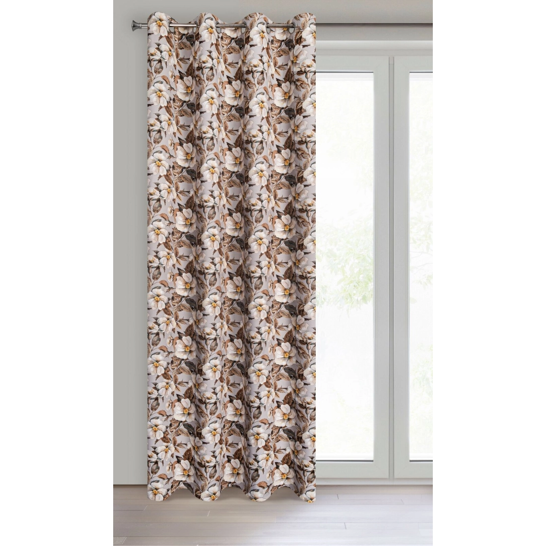 Záves 140x250 cm zatemňovací béžový, hnedý na kovové krúžky SIMONA