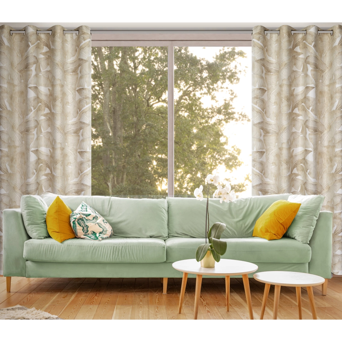 Závěs 140 x 250 cm zatemňovací bílo-béžový na kovových kroužcích SAMIRA