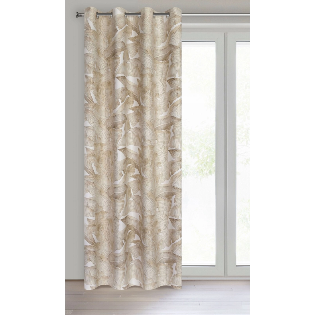 Závěs 140 x 250 cm zatemňovací bílo-béžový na kovových kroužcích SAMIRA