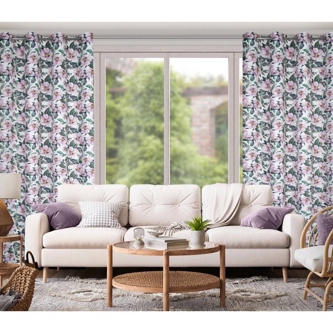 Záves 140x250 cm zatemňovací bielo-fialový na kovové krúžky SIMONA