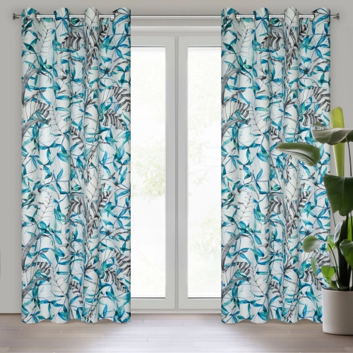 Záves 140x250 cm zatemňovací bielo-modrý na kovové krúžky IGA