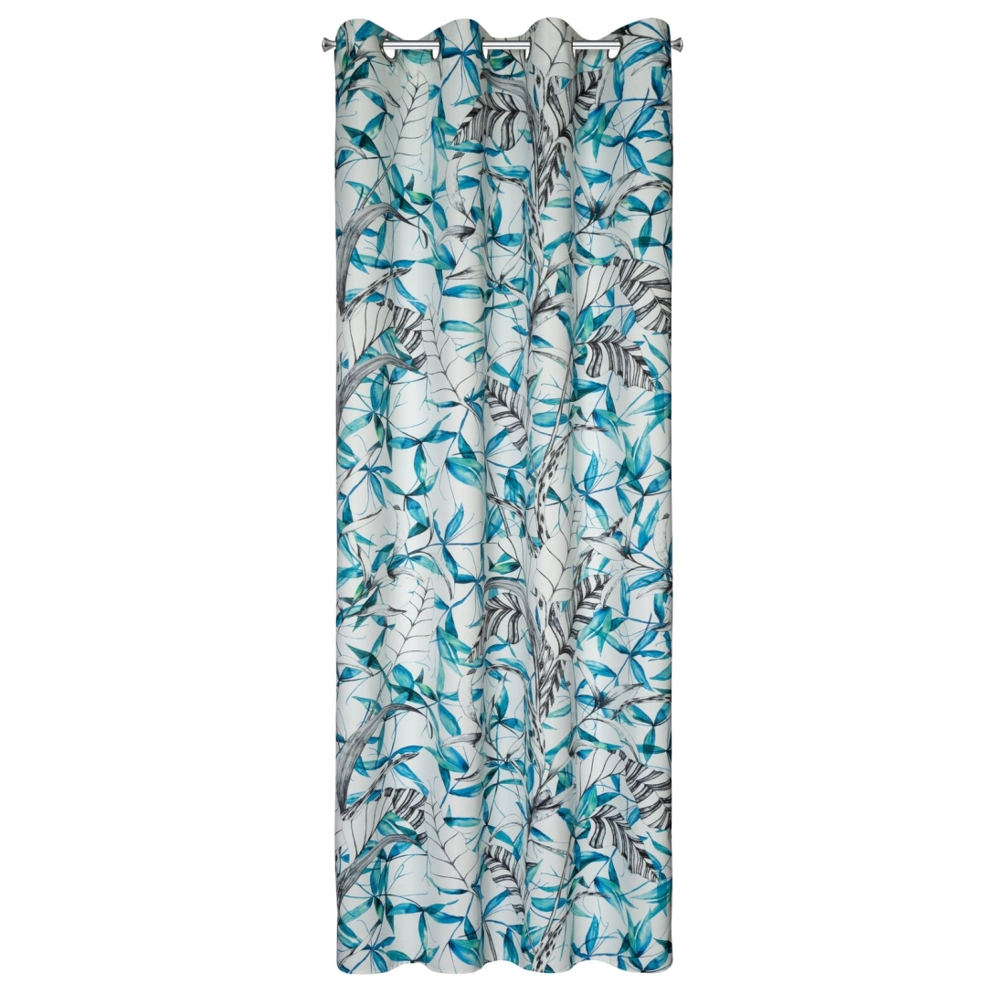 Závěs 140 x 250 cm zatemňovací bílo-modrý na kovových kroužcích IGA