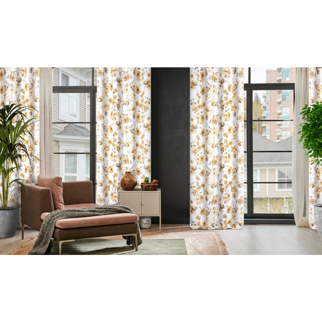 Závěs 140 x 250 cm zatemňovací bílý, béžový s kovovými kroužky CAREN