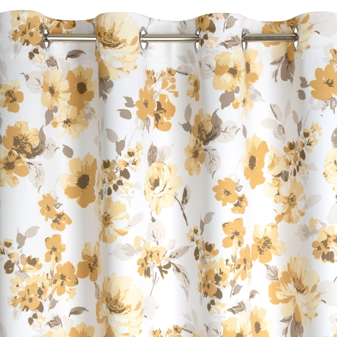 Závěs 140 x 250 cm zatemňovací bílý, béžový s kovovými kroužky CAREN