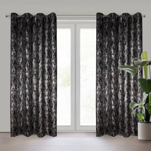Zatemňovací závěs 140x250 cm černo-stříbrný na kovové kroužky ELISE