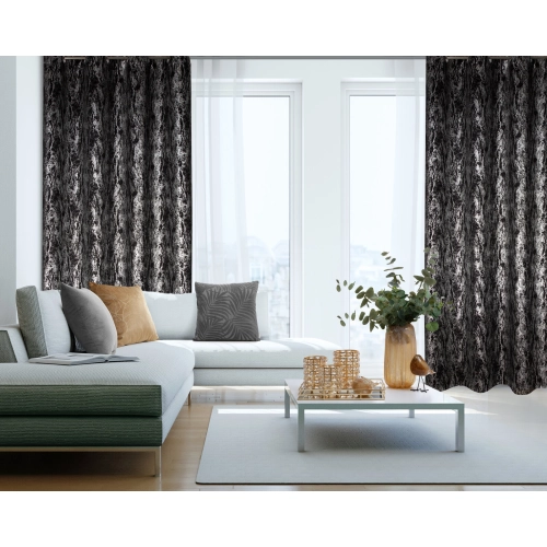 Zatemňovací závěs 140x250 cm černo-stříbrný na kovové kroužky ELISE