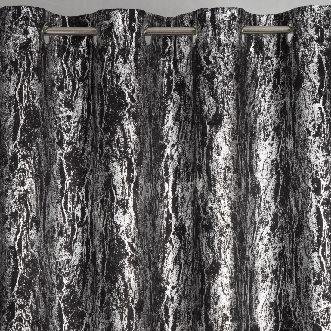 Zatemňovací závěs 140x250 cm černo-stříbrný na kovové kroužky ELISE