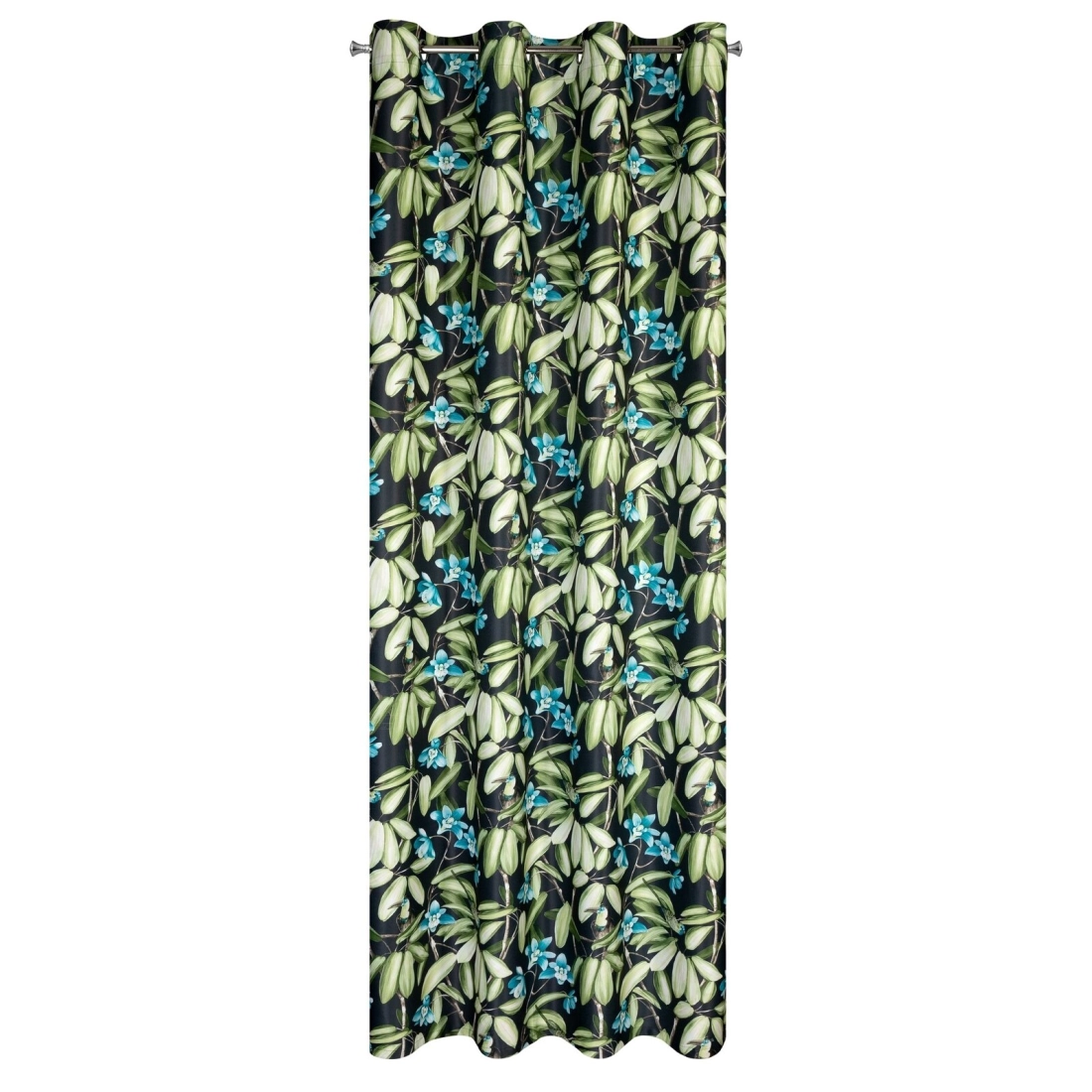 Zatemňovací závěs 140 x 250 cm černo-zelený na kovových kroužcích LONI