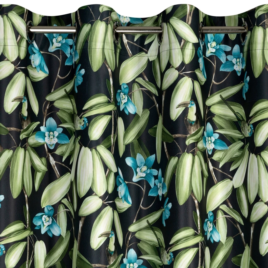 Zatemňovací závěs 140 x 250 cm černo-zelený na kovových kroužcích LONI