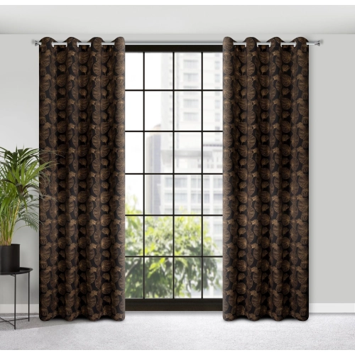 Záves 140x250 cm zatemňovací čierno-zlatý na kovové krúžky MARIGOLD