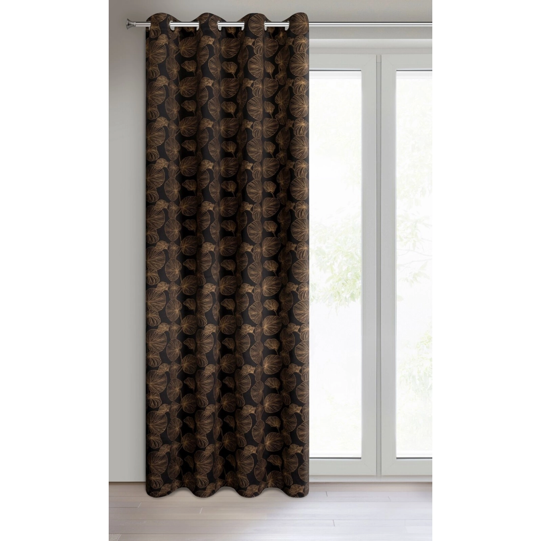 Záves 140x250 cm zatemňovací čierno-zlatý na kovové krúžky MARIGOLD