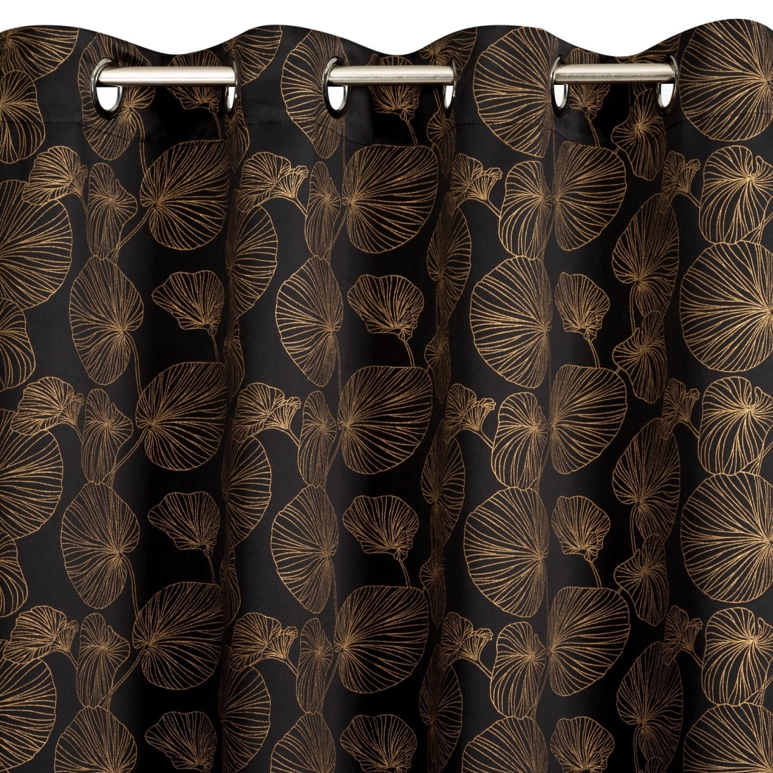 Záves 140x250 cm zatemňovací čierno-zlatý na kovové krúžky MARIGOLD