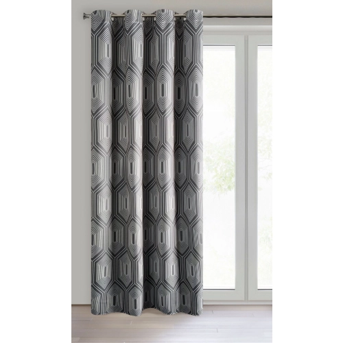 Záves 140x250 cm zatemňovací grafitový, biely na kovové krúžky DIADEM