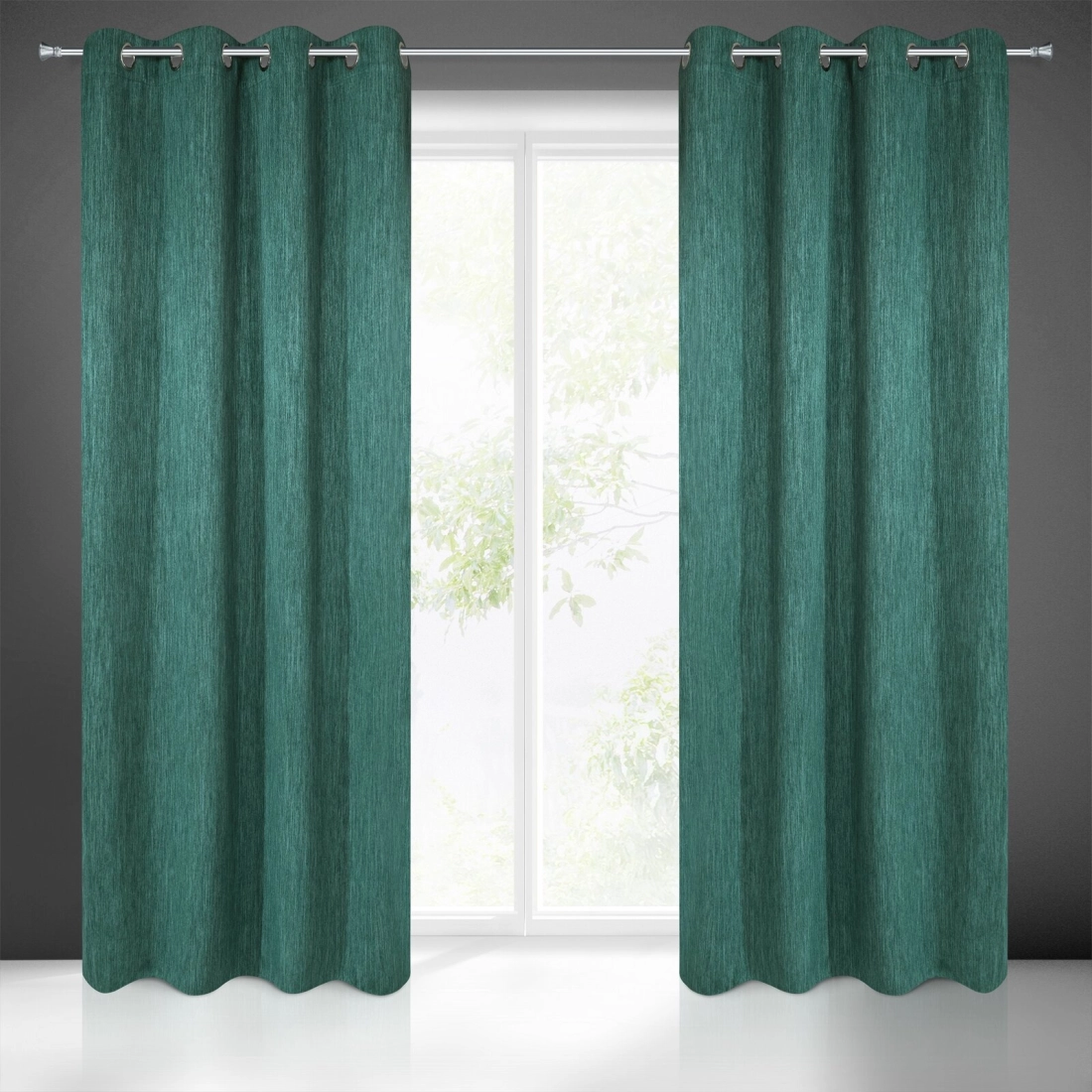 Záves 140x250 cm zatemňovací zelený na kovové krúžky ROSSIE